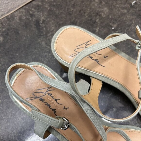 Badgley Mischka Wood Crystal Ankle T Strap Open Toe Heel Size 9 Strappy 90s Y2K - Picture 4 of 9